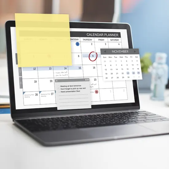 Calendar page open on a laptop with patient care notes